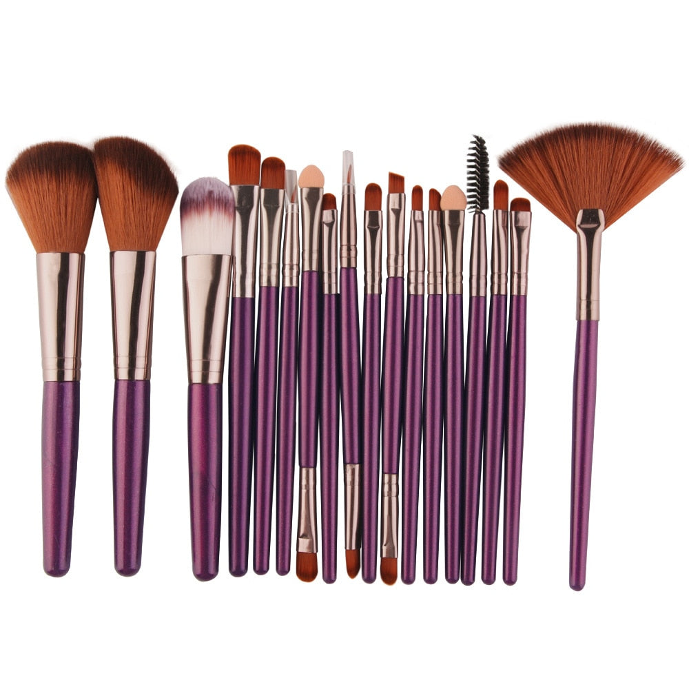 18PCS Makeup Brushes Set For Eyeshadow Foundation Powder Eyeliner Multi-Color