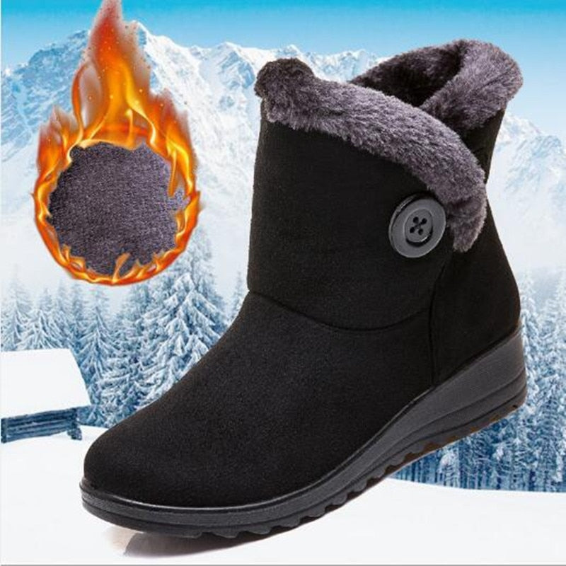 New Fur One Large Size Female Snow Boots Short Tube Ladies Short Boots plus Cotton Boots Winter Warm Women's Boots
