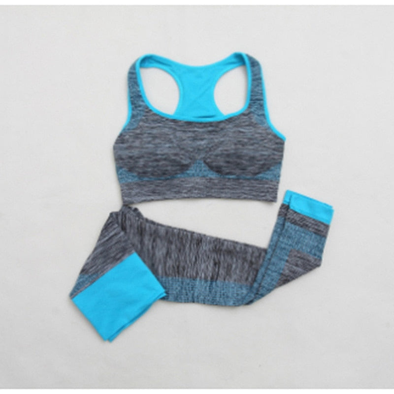2Pcs Women&#39;s Yoga Set Workout Sportswear Crop Tops + Yoga Legging
