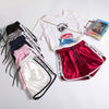 Jogger Letter Striped Sport Workout Shorts Ladies Lace Up