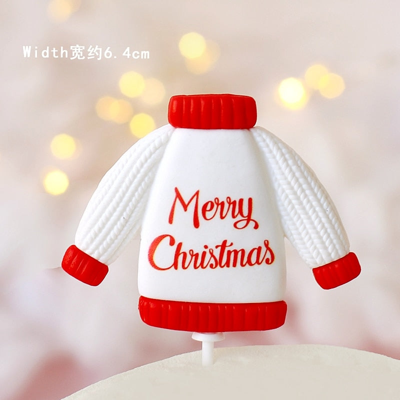 Santa Claus gift box Train Tree Merry Christmas Cake Toppers Happy New Year Decorations Party Baking Supplies