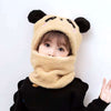 New Autumn and Winter Cute Children Cartoon Scarf Hat Two-piece Double Fleece Warmth