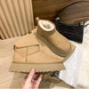 Women Winter Snow Boots Plus Velvet Warmth Non-Slip Shoes Female Outdoor New Plush Ankle Boots Flat Bottom Ladies Bread Shoes