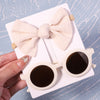 2Pcs/Pack Vintage Kids Summer Bows Headband Round Sunglasses