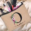 Customized Personalized Name Linen Cosmetic Bag Travel Beauty Makeup Bag