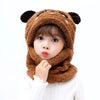 New Autumn and Winter Cute Children Cartoon Scarf Hat Two-piece Double Fleece Warmth