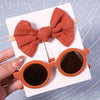 2Pcs/Pack Vintage Kids Summer Bows Headband Round Sunglasses