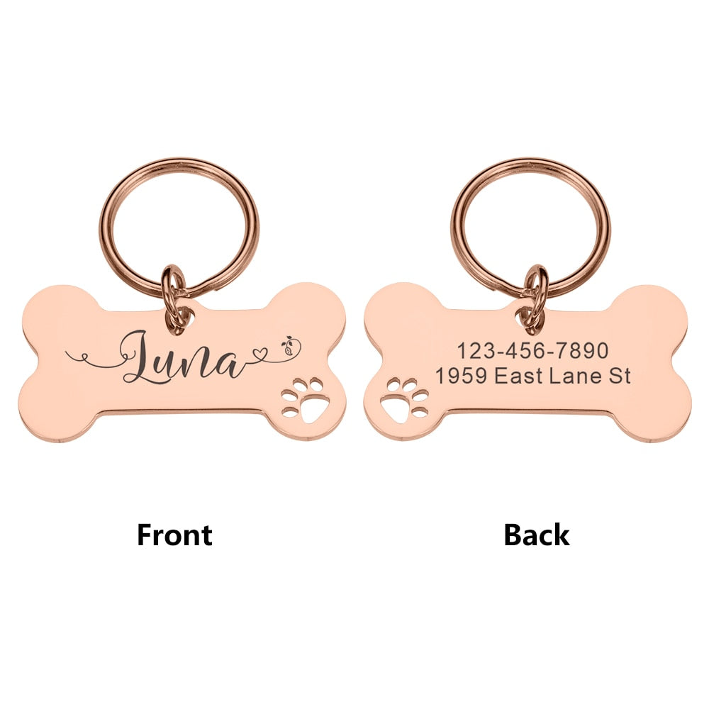 Personalized Pet  Dog Tags Shiny Steel