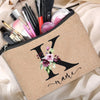 Customized Personalized Name Linen Cosmetic Bag Travel Beauty Makeup Bag