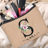 Customized Personalized Name Linen Cosmetic Bag Travel Beauty Makeup Bag