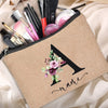 Customized Personalized Name Linen Cosmetic Bag Travel Beauty Makeup Bag