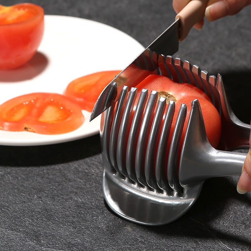 Aluminum Alloy Kitchen Handheld Orange Lemon Slicer Tomato Cutting Clip Fruit Slicer Onion Slicer Kitchen Item