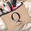 Customized Personalized Name Linen Cosmetic Bag Travel Beauty Makeup Bag