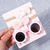 2Pcs/Pack Vintage Kids Summer Bows Headband Round Sunglasses