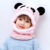 New Autumn and Winter Cute Children Cartoon Scarf Hat Two-piece Double Fleece Warmth