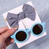 2Pcs/Pack Vintage Kids Summer Bows Headband Round Sunglasses