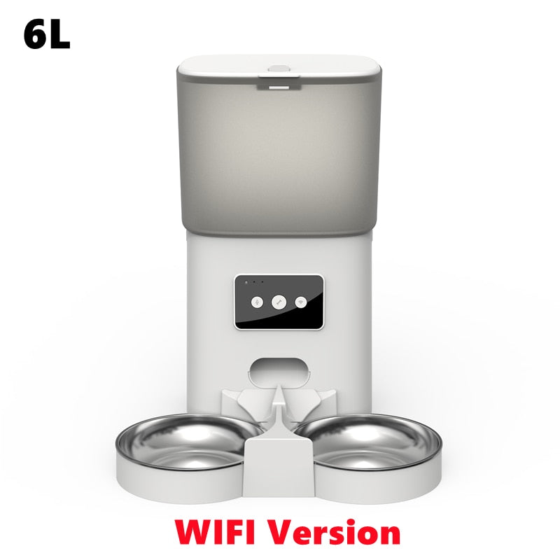 MEOWS 6L WIFI Pet Feeder Food Automatic Quantitative Dispenser Stainless Steel Bowl Recording Timing Feeding Remote APP Control