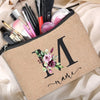 Customized Personalized Name Linen Cosmetic Bag Travel Beauty Makeup Bag