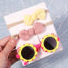 2Pcs/Pack Vintage Kids Summer Bows Headband Round Sunglasses