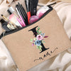 Customized Personalized Name Linen Cosmetic Bag Travel Beauty Makeup Bag