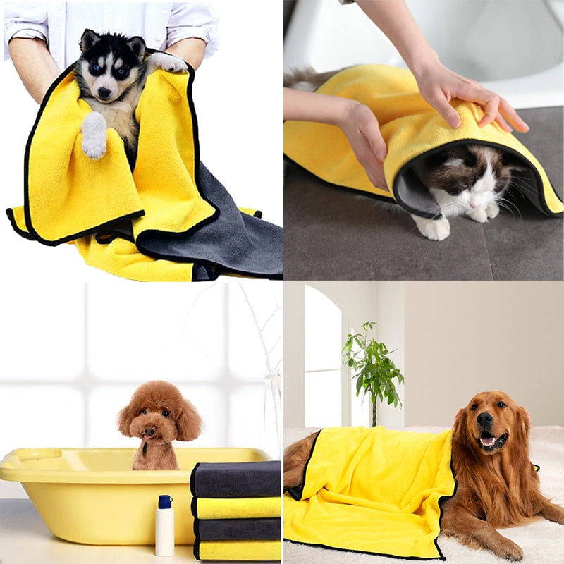 Quick-drying Pet Dog and Cat Towels Soft Fiber Towels Water-absorbent