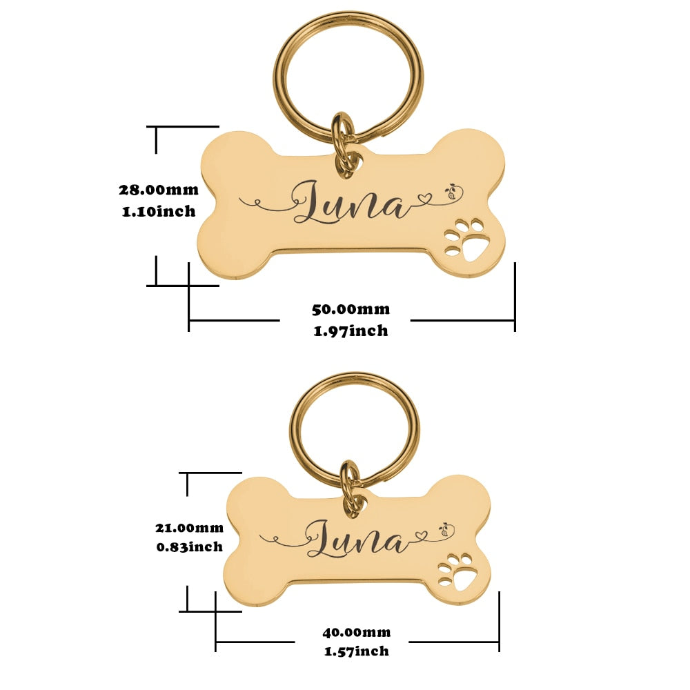 Personalized Pet  Dog Tags Shiny Steel