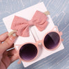 2Pcs/Pack Vintage Kids Summer Bows Headband Round Sunglasses