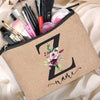 Customized Personalized Name Linen Cosmetic Bag Travel Beauty Makeup Bag