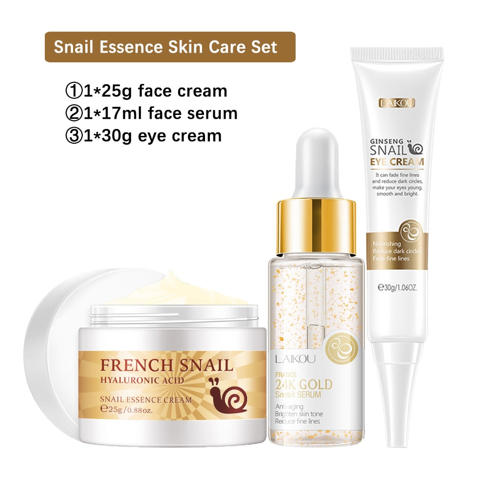 24K Gold Snail Nourishing Face Serum Facial Cream