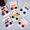 2Pcs/Pack Vintage Kids Summer Bows Headband Round Sunglasses