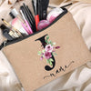 Customized Personalized Name Linen Cosmetic Bag Travel Beauty Makeup Bag