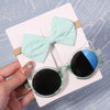 2Pcs/Pack Vintage Kids Summer Bows Headband Round Sunglasses