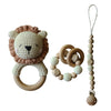 Teether Rattle With Bells Wooden Rings