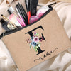 Customized Personalized Name Linen Cosmetic Bag Travel Beauty Makeup Bag