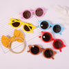 2Pcs/Pack Vintage Kids Summer Bows Headband Round Sunglasses