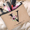 Customized Personalized Name Linen Cosmetic Bag Travel Beauty Makeup Bag