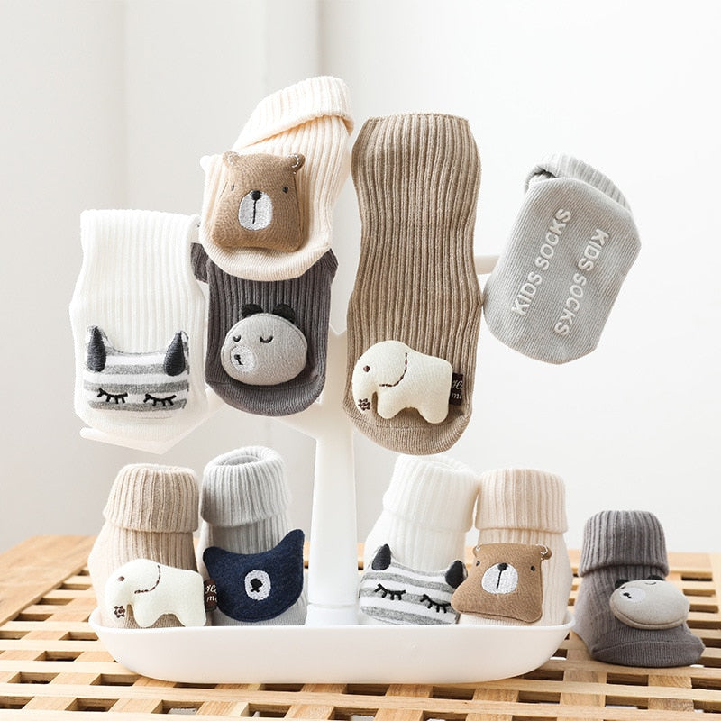 Kids Children&#39;s Socks for Girls Boys Non-slip Print Cotton Toddler Baby Cartoon Socks