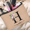 Customized Personalized Name Linen Cosmetic Bag Travel Beauty Makeup Bag