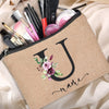 Customized Personalized Name Linen Cosmetic Bag Travel Beauty Makeup Bag