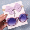 2Pcs/Pack Vintage Kids Summer Bows Headband Round Sunglasses