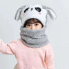 New Autumn and Winter Cute Children Cartoon Scarf Hat Two-piece Double Fleece Warmth